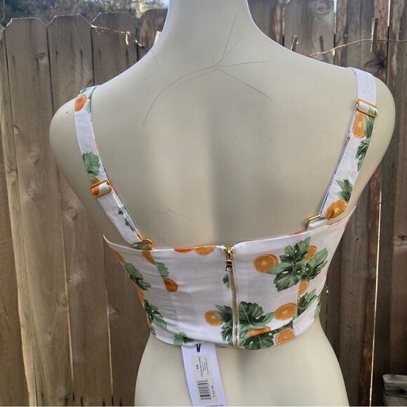 WeWoreWhat Orange Fruit Print Straight Neck Corset Crop Top size XS NWT - Picture 10 of 12